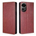 For Huawei nova 12 5G Gloss Oil Solid Color Magnetic Leather Phone Case(Brown)