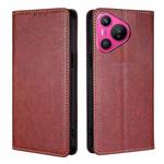For Huawei Pura 70 Gloss Oil Solid Color Magnetic Leather Phone Case(Brown)