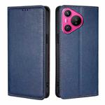 For Huawei Pura 70 Gloss Oil Solid Color Magnetic Leather Phone Case(Blue)