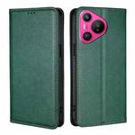 For Huawei Pura 70 Gloss Oil Solid Color Magnetic Leather Phone Case(Green)