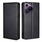 For Huawei Pura 70 Pro / Pro+ Gloss Oil Solid Color Magnetic Leather Phone Case(Black)