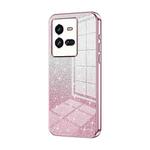 For vivo iQOO 10 Pro Gradient Glitter Powder Electroplated Phone Case(Pink)