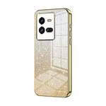 For vivo iQOO 10 Pro Gradient Glitter Powder Electroplated Phone Case(Gold)