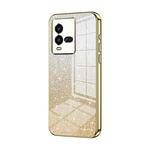 For vivo iQOO 10 Gradient Glitter Powder Electroplated Phone Case(Gold)