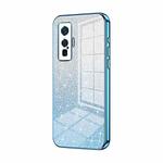 For vivo iQOO 5 Pro Gradient Glitter Powder Electroplated Phone Case(Blue)