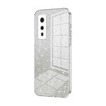 For vivo iQOO 5 Pro Gradient Glitter Powder Electroplated Phone Case(Transparent)