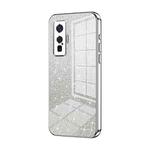 For vivo iQOO 5 Pro Gradient Glitter Powder Electroplated Phone Case(Silver)