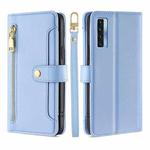 For TCL 20s / 20 5G / 20L / 20L+ Lite Sheep Texture Cross-body Zipper Wallet Leather Phone Case(Blue)