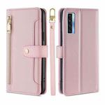 For TCL 20s / 20 5G / 20L / 20L+ Lite Sheep Texture Cross-body Zipper Wallet Leather Phone Case(Pink)