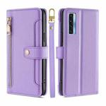 For TCL 20s / 20 5G / 20L / 20L+ Lite Sheep Texture Cross-body Zipper Wallet Leather Phone Case(Purple)