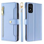 For TCL 50 SE 4G Sheep Texture Cross-body Zipper Wallet Leather Phone Case(Blue)