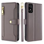 For TCL 50 SE 4G Sheep Texture Cross-body Zipper Wallet Leather Phone Case(Grey)