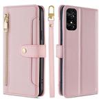 For TCL 50 SE 4G Sheep Texture Cross-body Zipper Wallet Leather Phone Case(Pink)