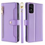 For TCL 50 SE 4G Sheep Texture Cross-body Zipper Wallet Leather Phone Case(Purple)