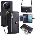 For TCL 50 NxtPaper 5G Sheep Texture Cross-body Zipper Wallet Leather Phone Case(Black)