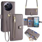 For TCL 50 NxtPaper 5G Sheep Texture Cross-body Zipper Wallet Leather Phone Case(Grey)