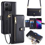 For TCL 503 4G Sheep Texture Cross-body Zipper Wallet Leather Phone Case(Black)