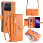 For TCL 503 4G Sheep Texture Cross-body Zipper Wallet Leather Phone Case(Orange)