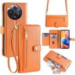 For TCL 60R 5G Sheep Texture Cross-body Zipper Wallet Leather Phone Case(Orange)