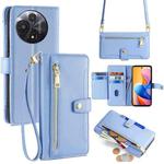 For TCL 60R 5G Sheep Texture Cross-body Zipper Wallet Leather Phone Case(Blue)