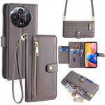 For TCL 60R 5G Sheep Texture Cross-body Zipper Wallet Leather Phone Case(Grey)