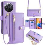 For TCL 60R 5G Sheep Texture Cross-body Zipper Wallet Leather Phone Case(Purple)