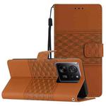 For Xiaomi 13T Diamond Embossed Skin Feel Leather Phone Case(Brown)