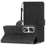 For Honor 90 Pro Diamond Embossed Skin Feel Leather Phone Case(Black)