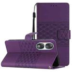 For Honor 90 Diamond Embossed Skin Feel Leather Phone Case(Purple)