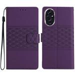 For Honor 200 Pro Diamond Embossed Skin Feel Leather Phone Case(Purple)