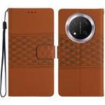 For Honor X9c Diamond Embossed Skin Feel Leather Phone Case(Brown)