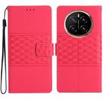 For Honor Magic7 Pro Diamond Embossed Skin Feel Leather Phone Case(Red)