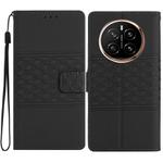 For Honor Magic7 Pro Diamond Embossed Skin Feel Leather Phone Case(Black)