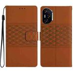 For Honor 400 Pro Global 160.8mm Diamond Embossed Skin Feel Leather Phone Case(Brown)