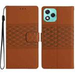 For Honor 400 Lite Global Diamond Embossed Skin Feel Leather Phone Case(Brown)