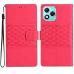 For Honor 400 Lite Global Diamond Embossed Skin Feel Leather Phone Case(Red)