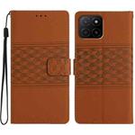For Honor X5b Plus Diamond Embossed Skin Feel Leather Phone Case(Brown)