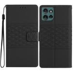 For Motorola Edge 50 5G Diamond Embossed Skin Feel Leather Phone Case(Black)