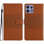 For Motorola Edge 50 Pro Diamond Embossed Skin Feel Leather Phone Case(Brown)