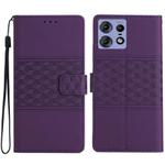 For Motorola Edge 50 Pro Diamond Embossed Skin Feel Leather Phone Case(Purple)