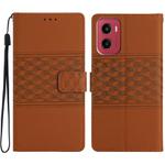 For Motorola Moto G05 Diamond Embossed Skin Feel Leather Phone Case(Brown)