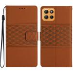 For Motorola Moto G15 Diamond Embossed Skin Feel Leather Phone Case(Brown)
