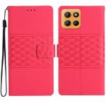 For Motorola Moto G15 Diamond Embossed Skin Feel Leather Phone Case(Red)