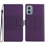 For Motorola Moto E15 Diamond Embossed Skin Feel Leather Phone Case(Purple)