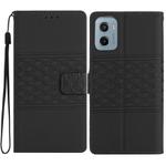 For Motorola Moto E15 Diamond Embossed Skin Feel Leather Phone Case(Black)