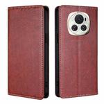 For Honor Magic6 Gloss Oil Solid Color Magnetic Leather Phone Case(Brown)