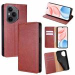 For Honor 400 Pro Global 160.8mm Gloss Oil Solid Color Magnetic Leather Phone Case(Brown)
