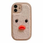 For iPhone 11 Plush Black Eyes Duck TPU Phone Case(Khaki)