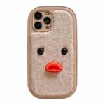 For iPhone 14 Pro Plush Black Eyes Duck TPU Phone Case(Khaki)