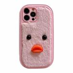 For iPhone 15 Pro Plush Black Eyes Duck TPU Phone Case(Pink)